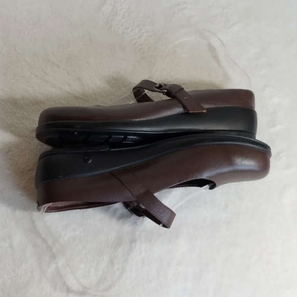 Gravity Defyer Brown Leather Mary Jane Padded Insoles Mules Clogs - Picture 8 of 11
